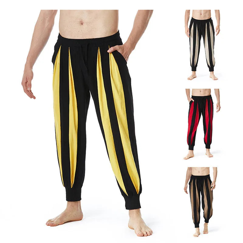 Men's straight-cut casual trousers in polyester available in four colours with Asian sizing standards