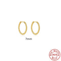S925 sterling silver twisted string round ring earrings in gold or white gold finish.