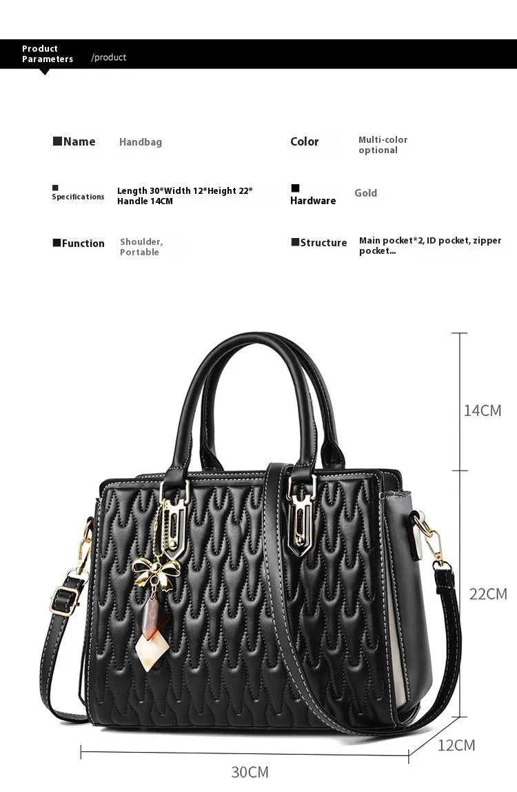 Women's polyester shoulder messenger bag showing large capacity and multiple pocket organisation