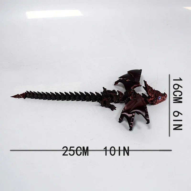Red and gold printed dragon wings decorative toy made of PLA plastic.