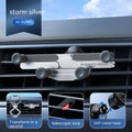 Aluminium alloy car mobile phone holder bracket showing snap-on mounting mechanism for air vent or surface installation