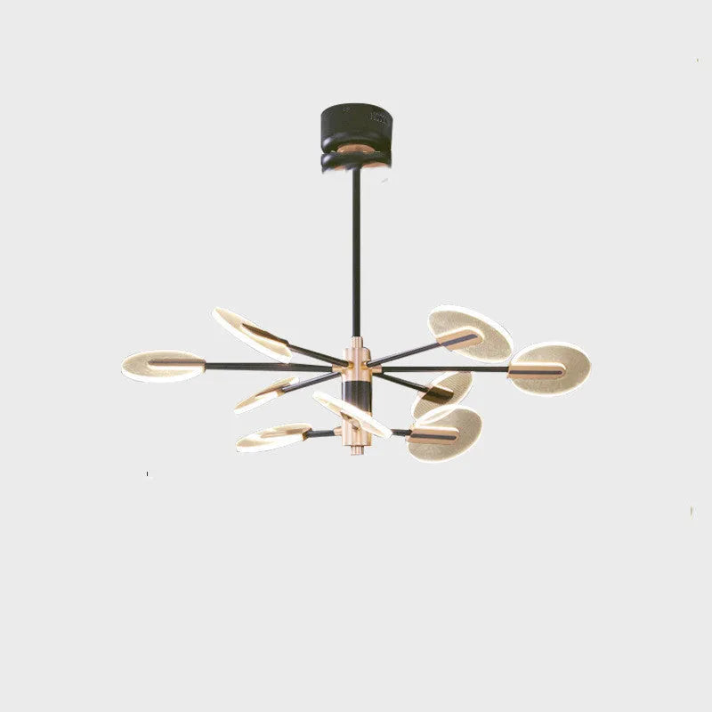 Nordic style iron and acrylic LED chandelier pendant lamp with multiple heads.