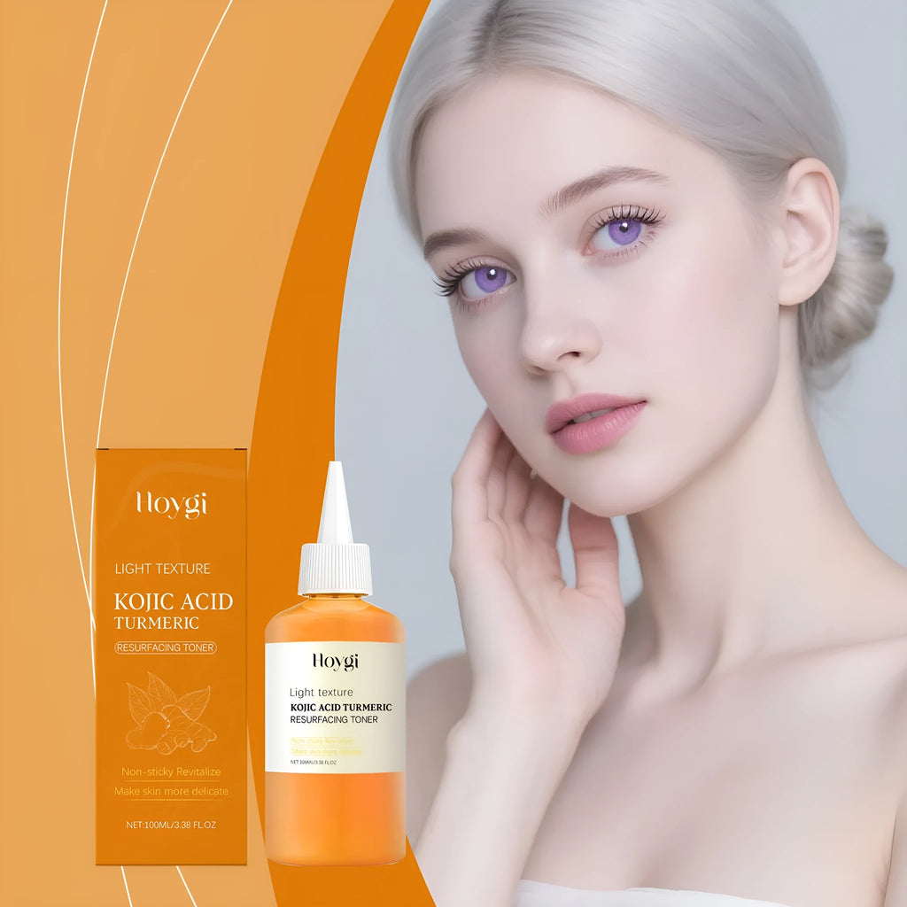 Turmeric moisturising water 100ml bottle with yellow liquid in compact packaging