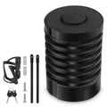 Portable bicycle folding lock in black and black orange colour options showing compact folded design