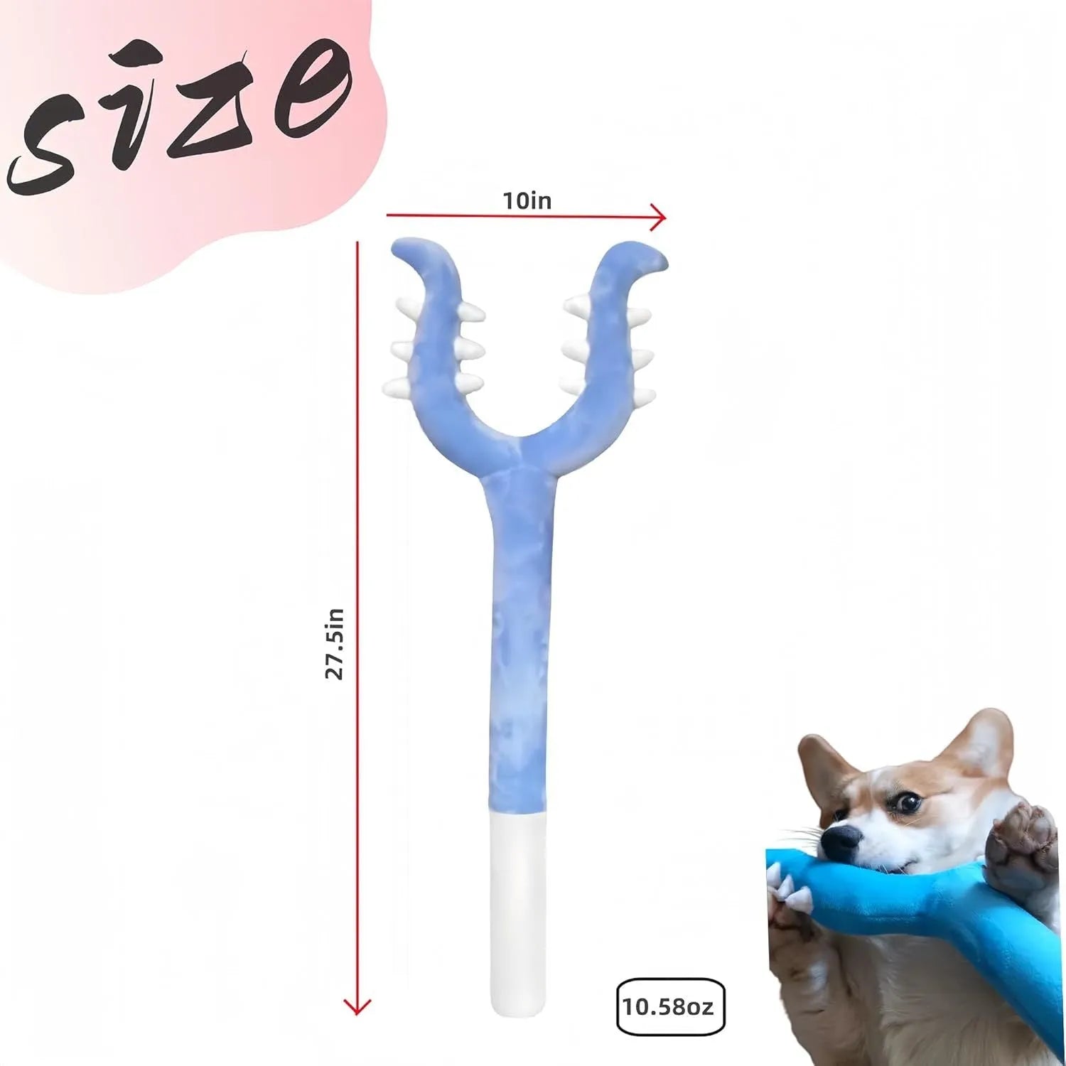70cm blue plush cat wand toy with foam-filled head for interactive pet play