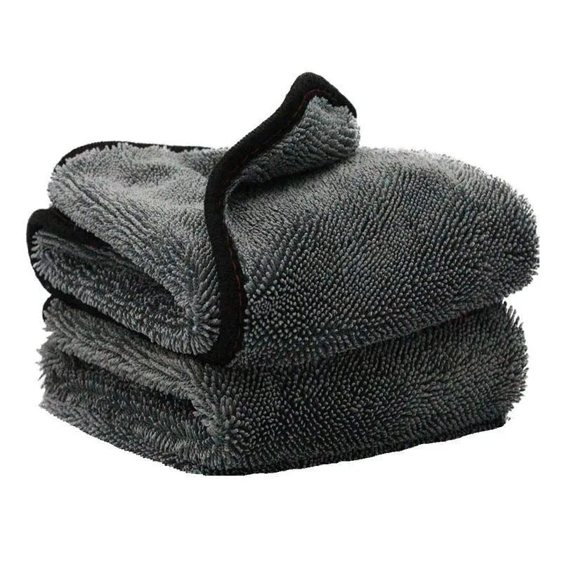 Grey microfiber car wash towel measuring 40x40 cm with high-pile texture for water absorption