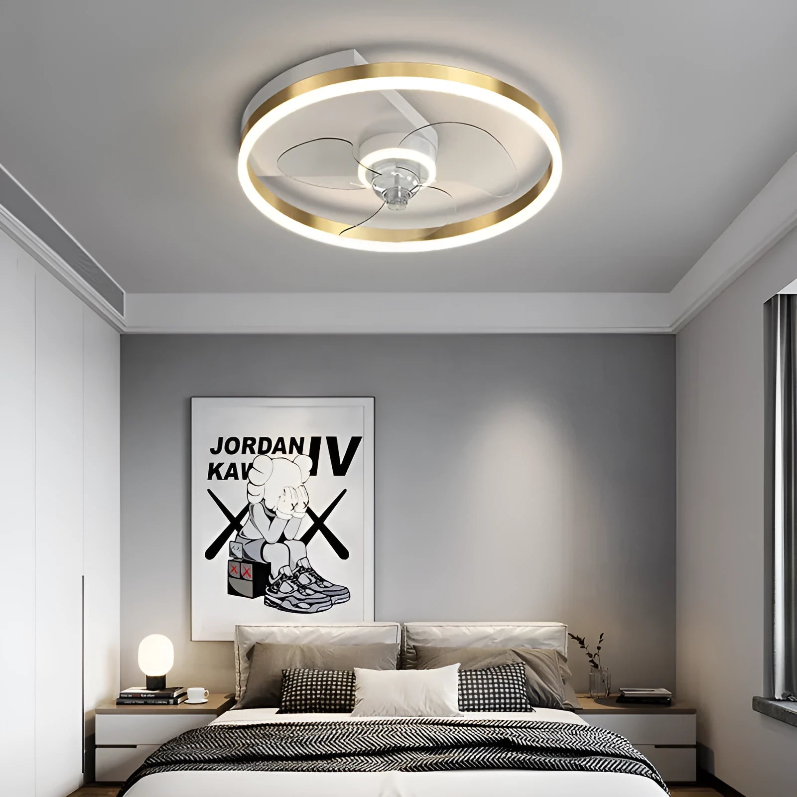 Modern Nordic children's room ceiling lamp with LED light source and iron construction