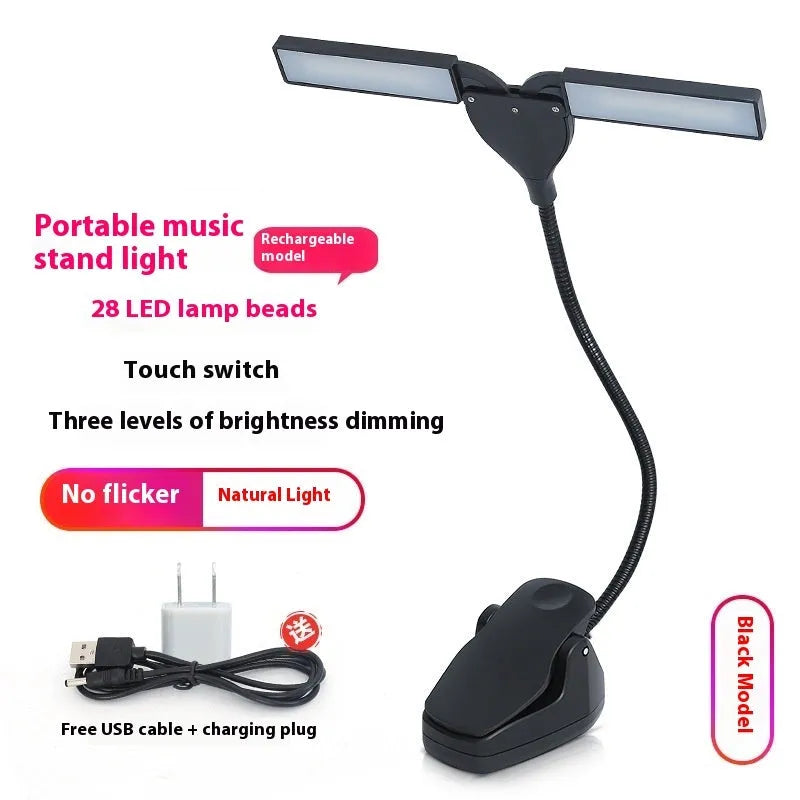 Black music stand lamp with 28 LED lights for instrument practice illumination