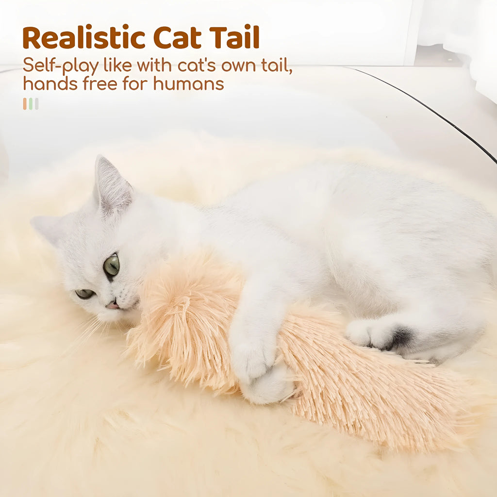 Blue plush cat toy pillow measuring 27 by 10 centimetres