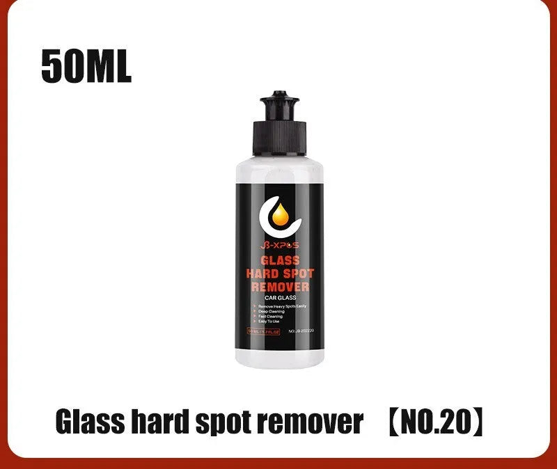 Glass oil film remover cleaning cream paste in bottle for car and window cleaning.