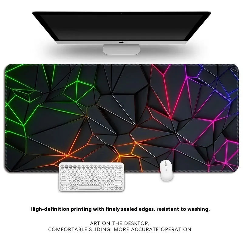 Thickened overlock edge computer keyboard desk mat with non-slip natural rubber base.