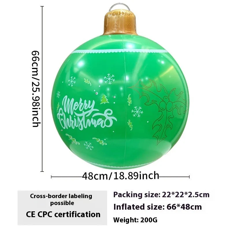 63cm inflatable Christmas ball with flashing LED lights in various designs for outdoor garden decoration