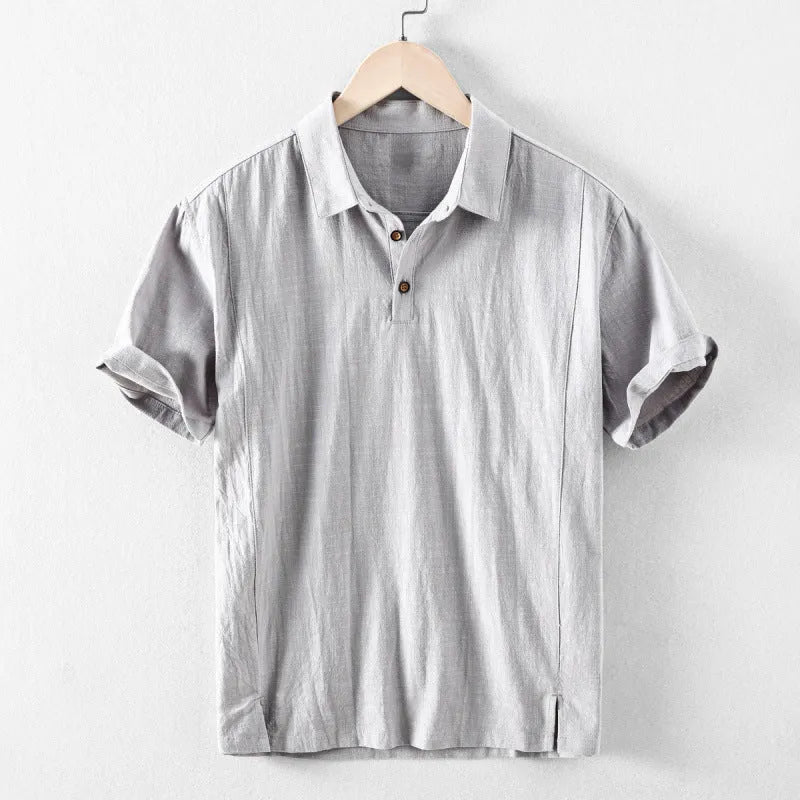 Men's cotton linen casual shirt in loose fit available in multiple solid colours