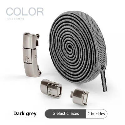 Press lock elastic no-tie shoelaces with widened 8mm flat profile in assorted colours