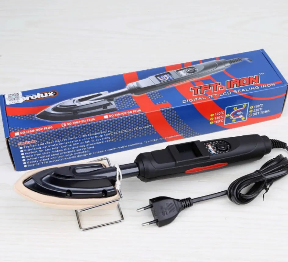 Electronic temperature control hot iron with cotton cover and heat-resistant bracket for hairstyling training
