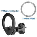 Black magnetic car air vent phone holder with O-ring bracket for smartphones below 6.8 inches