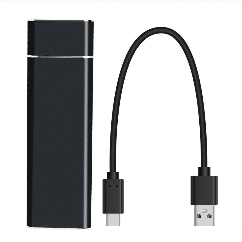 Sapphire Blue portable external hard drive with metal shell measuring 10.3cm with included data cable