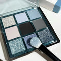 MUGELEEN 08 nine-colour eye shadow palette showing low saturation blue smoked and earth tones