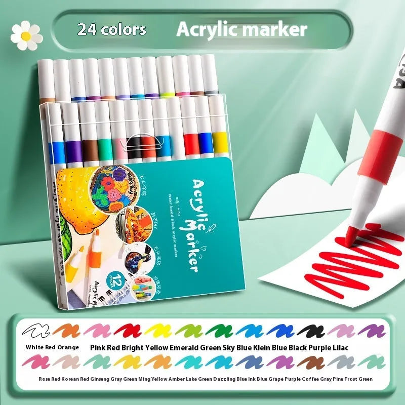 Acrylic marker pen set with plastic barrels in multiple colours for student painting and artwork