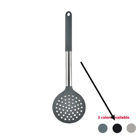 12-piece silicone kitchenware set with rotating storage bucket in black, including spatula, spoons and cooking utensils