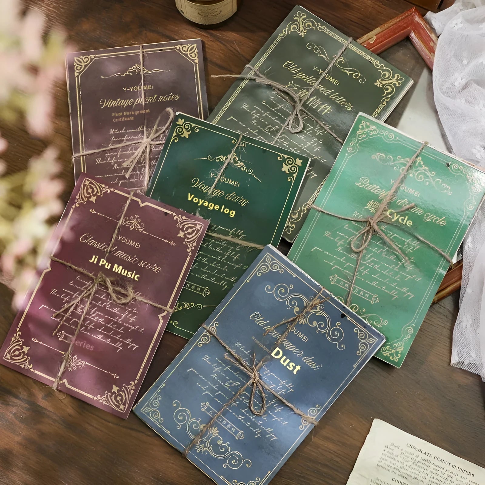 Retro classical paper letter notebook decoration in vintage colours for message boards and journals