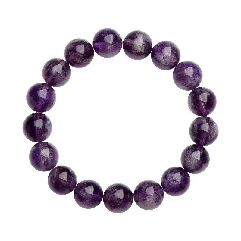 Natural snow mountain purple feather amethyst crystal bracelet with scattered geometry beads and Ruyi design