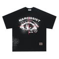 American retro hip hop gothic cotton t-shirt with letter pattern in black and white colour options