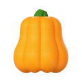 Orange plastic molar-shaped dog toy with rope attachment for chewing and fetch games