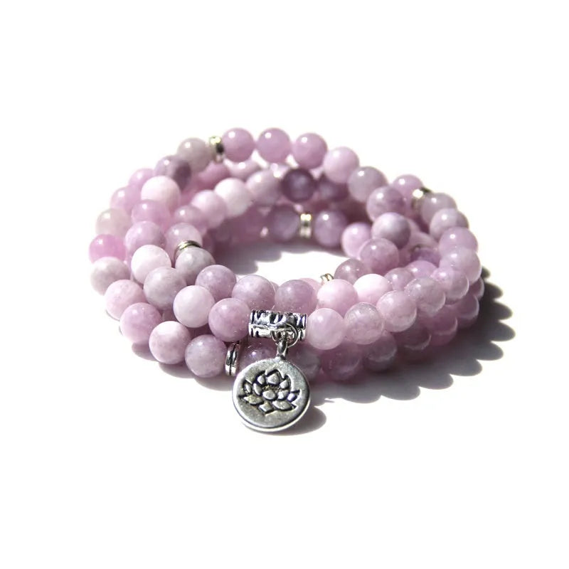 A vintage-style women's bracelet made from natural stone with a geometric lotus design.