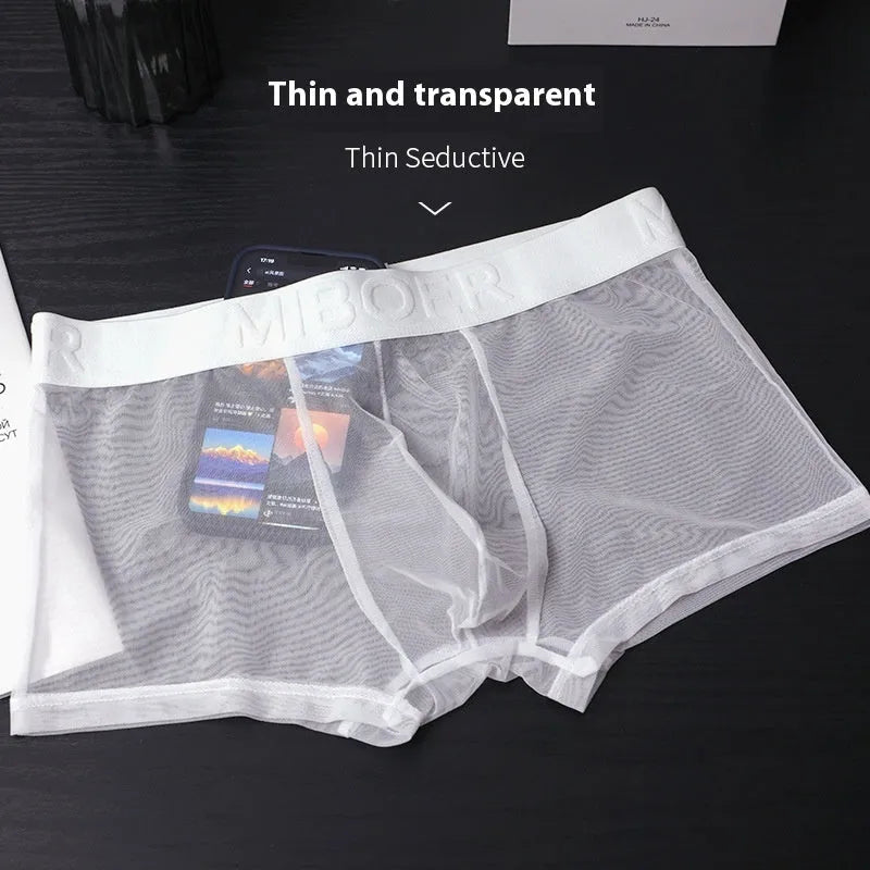 Men's thin breathable boxer shorts in solid colours with quick-drying polyester fabric
