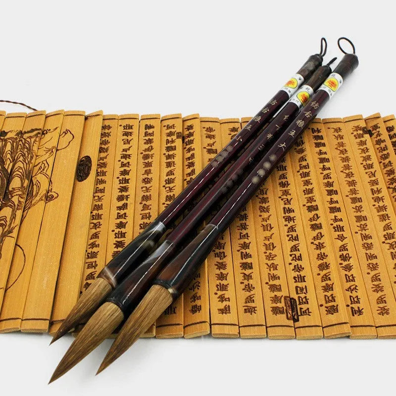 Wolf Hao traditional Chinese calligraphy brush with wolf hair bristles and steel rod ferrule.