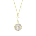 Gold titanium steel necklace with a geometric six-pointed star pendant on a chain.