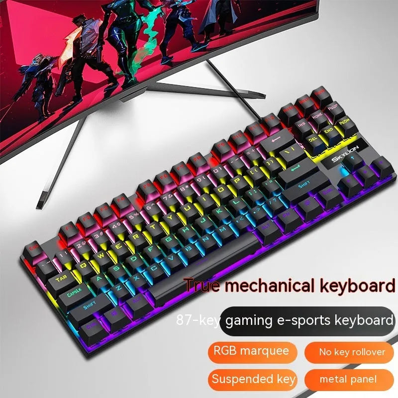 K87 mechanical gaming keyboard with green or red switches in multiple colour options