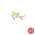 S925 sterling silver water drop earrings with flat spiral puncture detail in gold electroplated finish