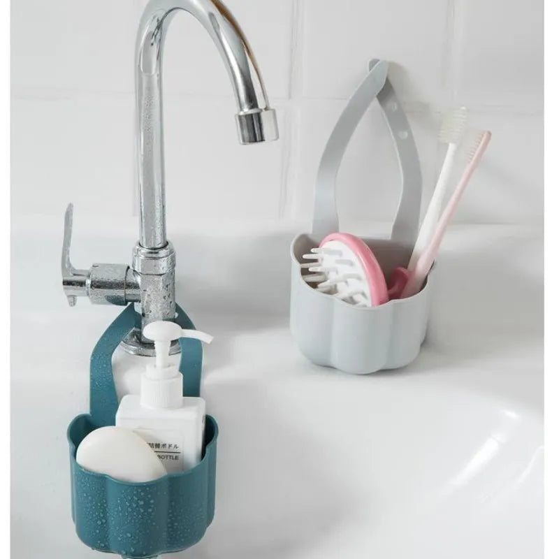 Nordic style plastic sink drain basket in dark blue with 20 x 10 x 7.5 cm dimensions