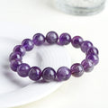Natural snow mountain purple feather amethyst crystal bracelet with scattered geometry beads and Ruyi design