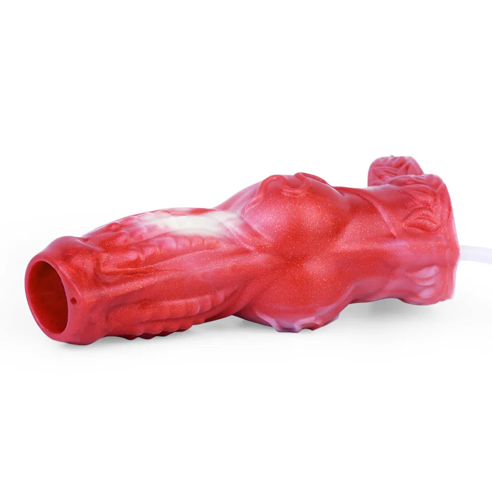 Silicone exotic condom toy with water spray control syringe in M and L sizes