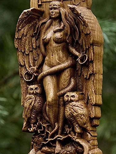 A tall, slender resin statue of a Greek Goddess on a stand, measuring 22 cm in height.