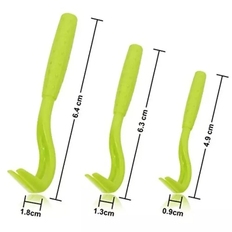 3 pack plastic pet tick removal clips in blue and green colours with hook design