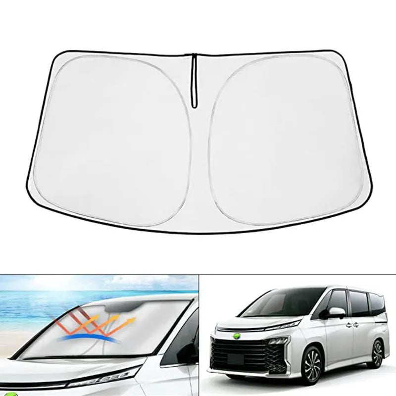 Silver car windshield sunshade for Toyota NOAH XOVY 90 series vehicles with two size options