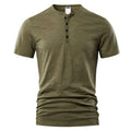 Men's slub cotton casual t-shirt in solid colour with short sleeves and British style design