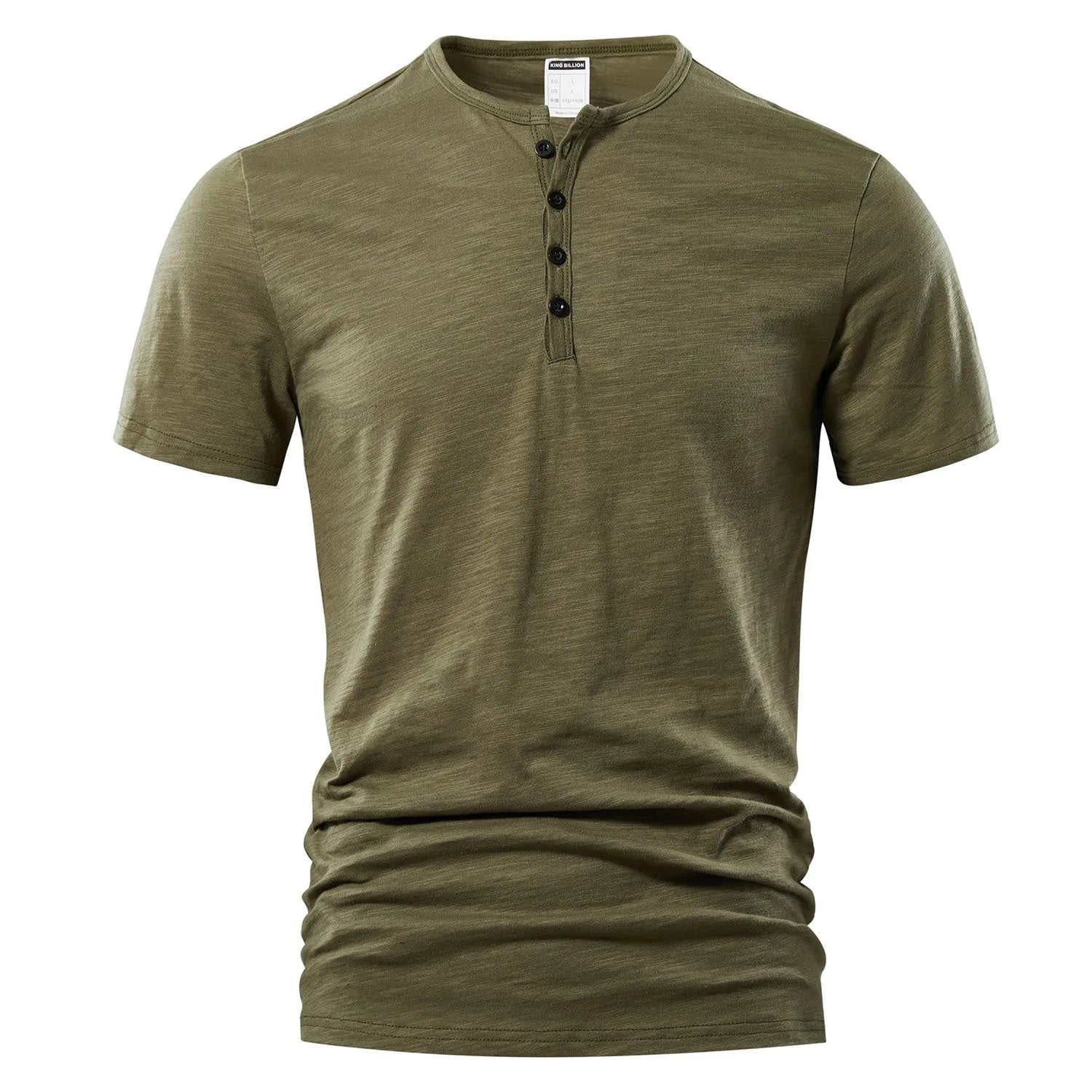Men's slub cotton casual t-shirt in solid colour with short sleeves and British style design