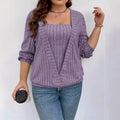 Solid colour rib fabric V-neck false two-piece suit with long sleeves in loose fit