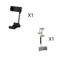 Black mobile phone bracket attached to car rearview mirror holding smartphone