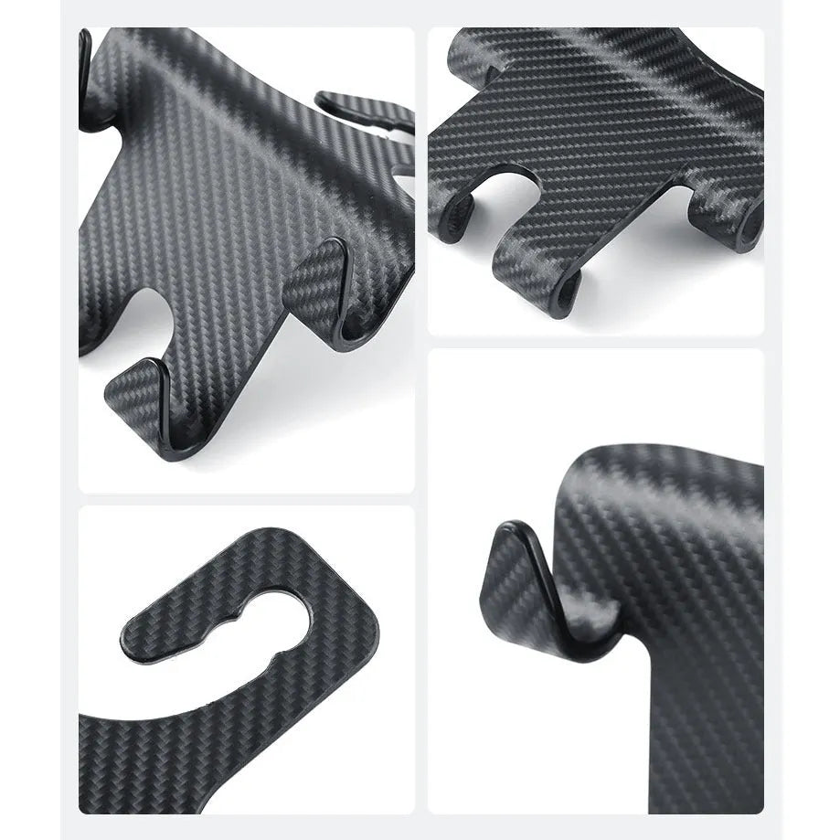 Black ABS car hook bracket with integrated mobile phone holder and storage hooks for rear seat organisation