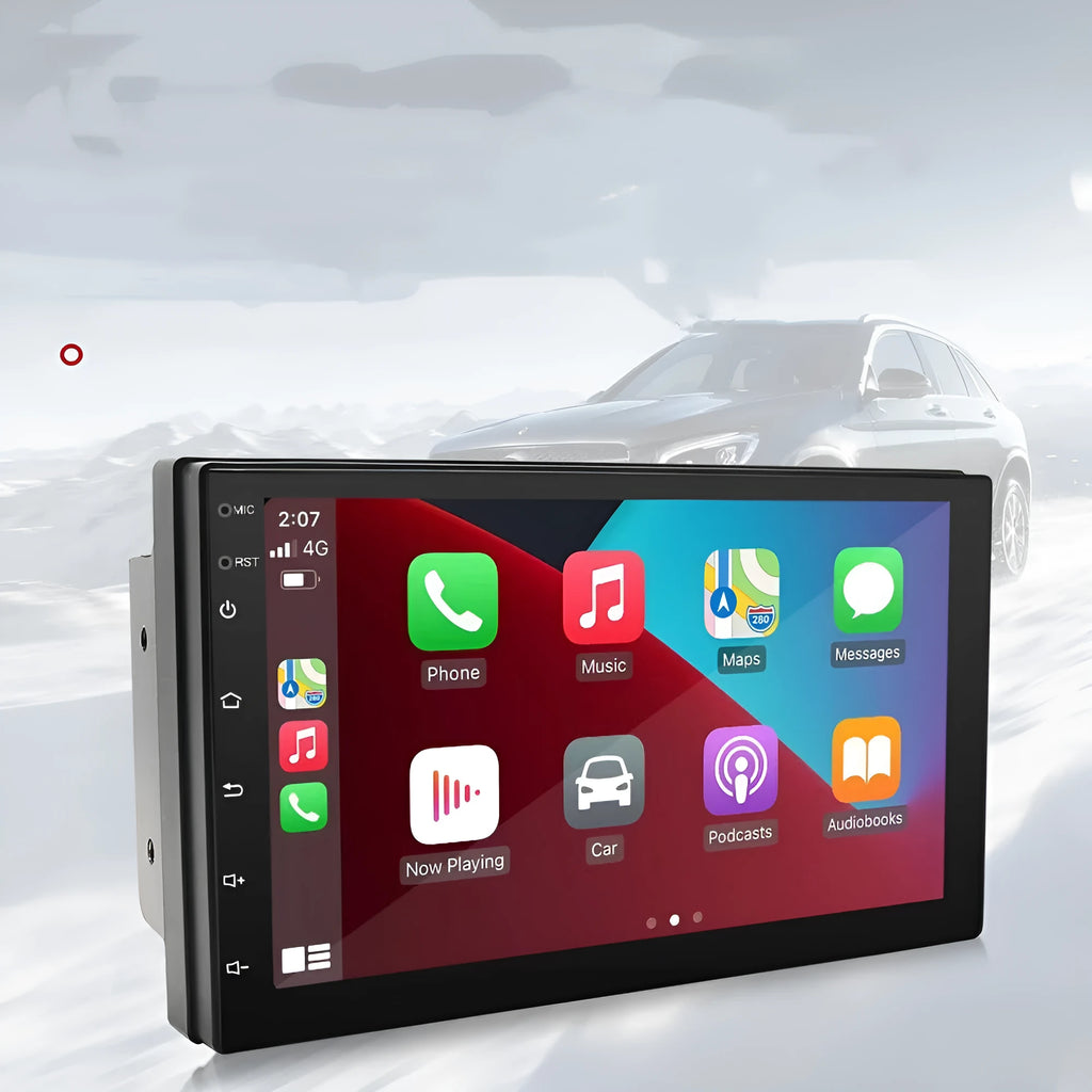 Black universal car navigation MP5 player with 7-inch screen and CarPlay GPS functionality
