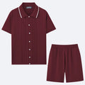 Tencel fabric short sleeve top and matching shorts two-piece set in a casual colour.