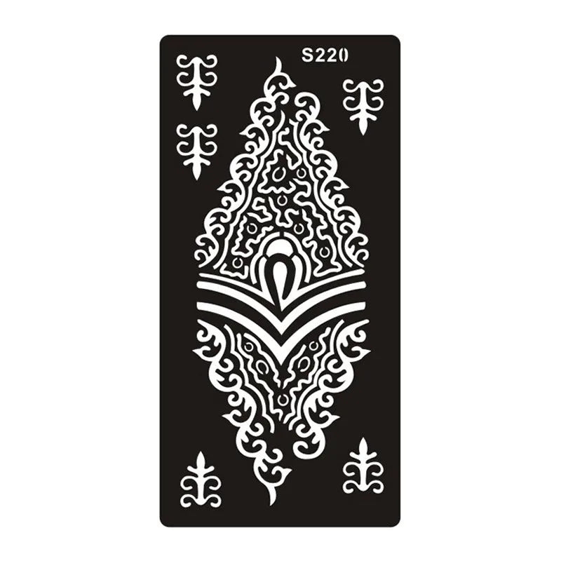 Geometric hollow tattoo template stickers on water transfer paper in multiple colours