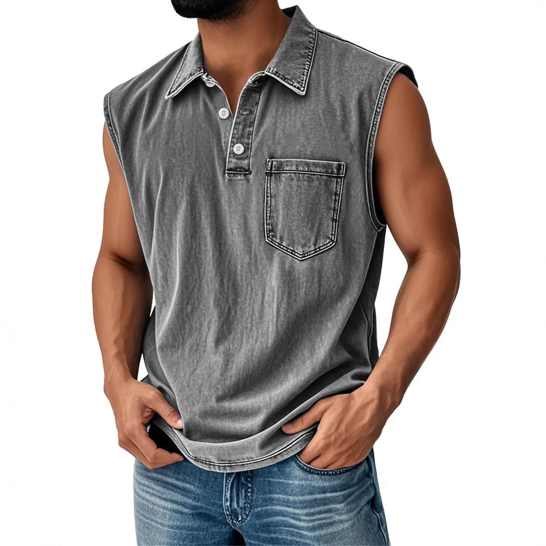 Men's short sleeve polo shirt with digital print design in loose fit