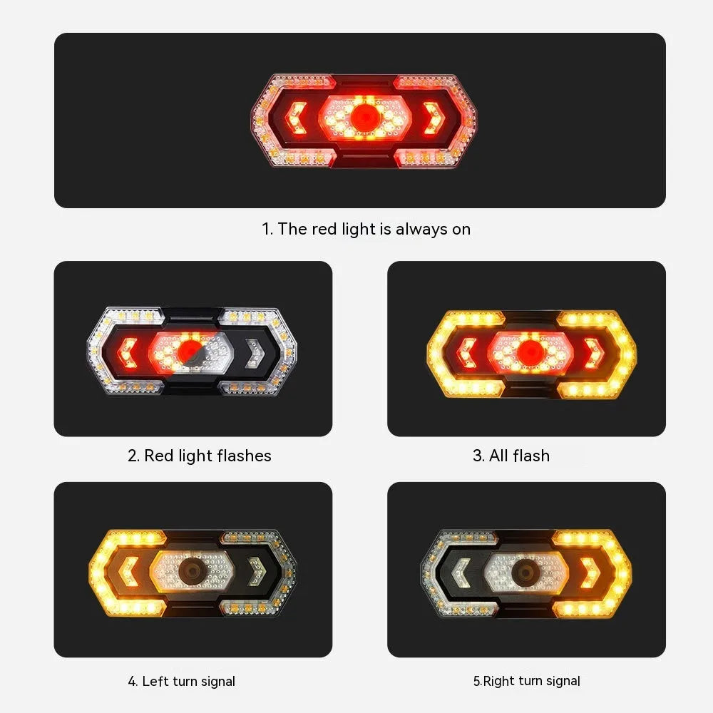Black wireless remote control car taillight with USB charging port and LED bulbs